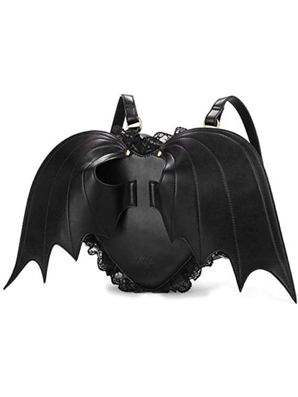 GOTHIC Black Leather Bat Heart Wings Backpack Punk Lace Purse Shoulder Bag NWT